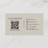Friseur Modern Neutrales QR-Code Visitenkarte (Rückseite)