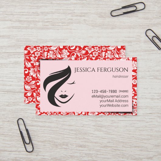 Friseur Moderne Blume Design Business Card Visitenkarte (Vorderseite/Rückseite Beispiel)