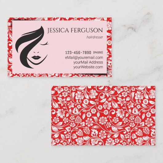 Friseur Moderne Blume Design Business Card Visitenkarte (Vorne/Hinten)