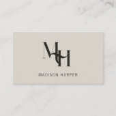 Friseur moderne Monogramm-Initialen beige grau Visitenkarte (Vorderseite)