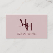 Friseur moderne Monogramm-Initialen pink rot Visitenkarte (Vorderseite)