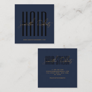 Friseur moderne Typografieschrift blau Quadratische Visitenkarte