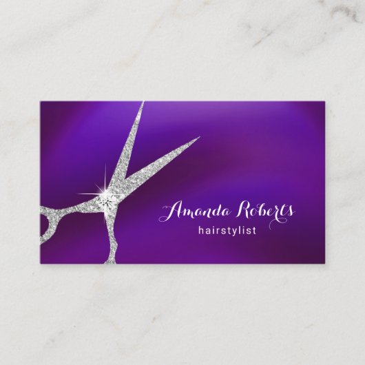 Friseur Moderner Lila & Silberner Termin (Vorderseite)