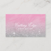 Friseur Moderner Rosa Silberner Glitzer Ernennung Terminkarte (Vorderseite)