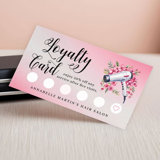 Friseur Modernes Aquarell Fön Treuekarte