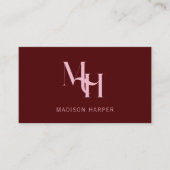 Friseur modernes Monogramm Initialen rot pink Visitenkarte (Vorderseite)