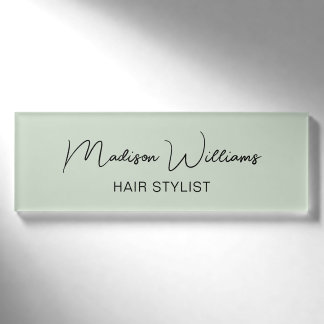 Friseur Modernes Salonpersonal Salbei-Grün Namenschild