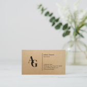 Friseur Monogramm Kraft Visitenkarte (Stehend Vorderseite)