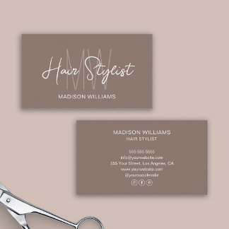 Friseur Monogramm-Logo Taupe Visitenkarte