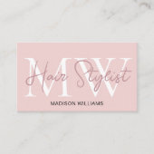 Friseur Monogramm Rosé Visitenkarte (Vorderseite)