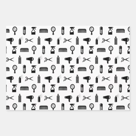 Friseur-Muster CUSTOM FARBE Geschenkpapier Set (Vorderseite 3)