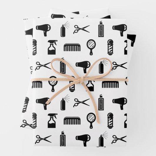 Friseur-Muster CUSTOM FARBE Geschenkpapier Set (Beispiel)
