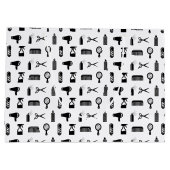 Friseur-Muster CUSTOM FARBE Große Geschenktüte (Rückseite)