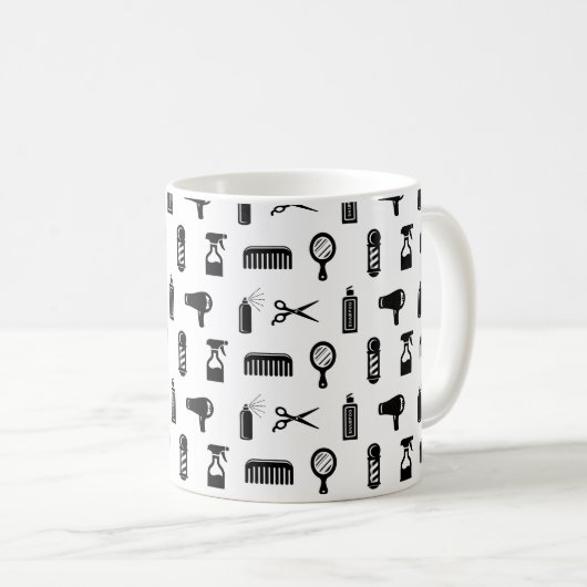 Friseur-Muster CUSTOM FARBE Kaffeetasse (VorderseiteRechts)