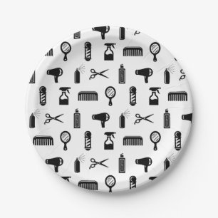 Friseur-Muster CUSTOM FARBE Pappteller