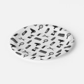 Friseur-Muster CUSTOM FARBE Pappteller (Schrägansicht)