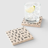 Friseur-Muster CUSTOM FARBE Steinuntersetzer (Seitenansicht)