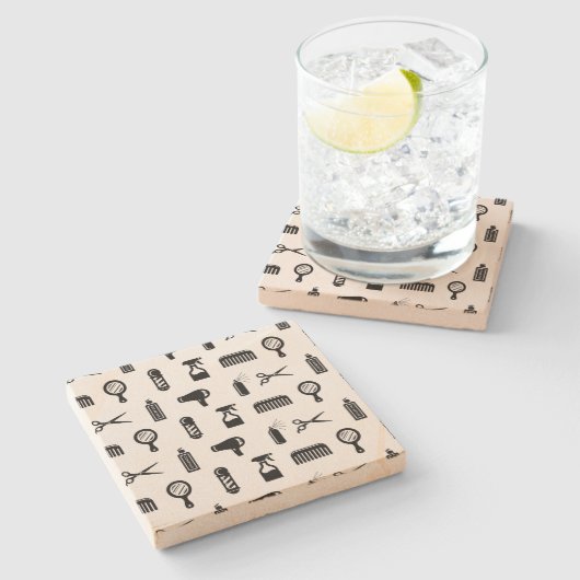 Friseur-Muster CUSTOM FARBE Steinuntersetzer (Seitenansicht)