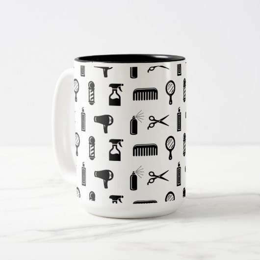 Friseur-Muster CUSTOM FARBE Zweifarbige Tasse (Vorderseite Links)