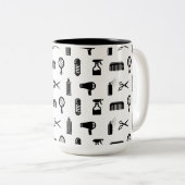Friseur-Muster CUSTOM FARBE Zweifarbige Tasse (VorderseiteRechts)