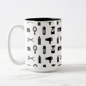 Friseur-Muster CUSTOM FARBE Zweifarbige Tasse (Links)