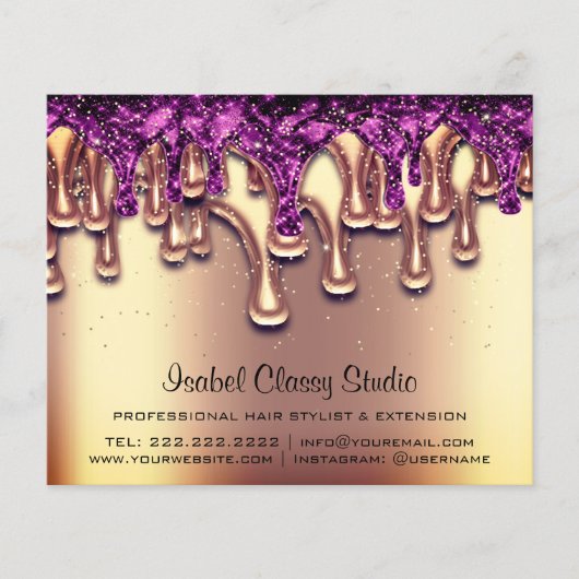 Friseur Nail Stylist Gold Confetti Tropfen Flyer (Vorne)