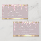 Friseur Nails Lash Makeup Artist Pink Tropfen Visitenkarte (Vorne/Hinten)