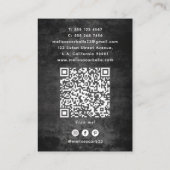 Friseur Neon Glow & Black Grunge QR-Code Visitenkarte (Rückseite)