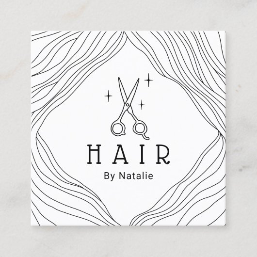 Friseur Niedliche Hand Drawn Schere Schönheitssalo Quadratische Visitenkarte (Vorderseite)
