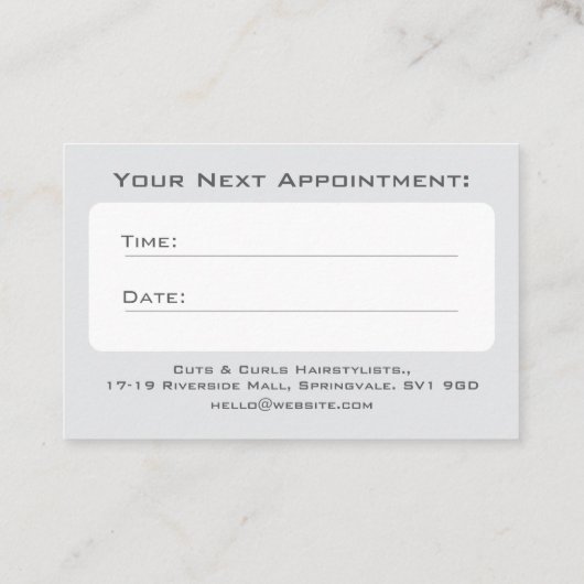 Friseur- oder Friseurausweis Visitenkarte (Rückseite)