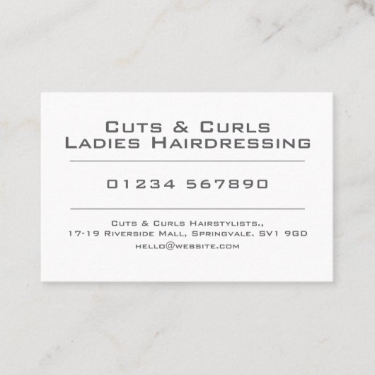 Friseur- oder Friseurausweis Visitenkarte (Vorderseite)
