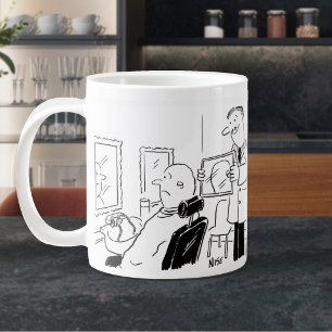 Friseur oder Hairstylist Cartoon. Herrenfriseursal Jumbo-Tasse