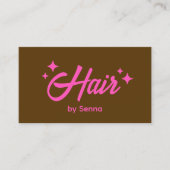 Friseur Pink Retro Stars Brown Visitenkarte (Vorderseite)