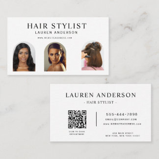 Friseur-Portfolio QR-Code Weiß Visitenkarte