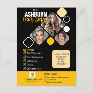 Friseur-Poster Individuelles Design in Schwarz-Gel Postkarte