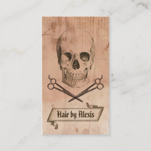 Friseur Punk Grunge Totenkopf Hairstylist braun Visitenkarte