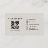 Friseur QR-Code Earthy Neutral Visitenkarte (Rückseite)