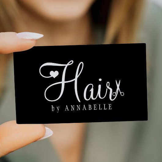 Friseur-QR-Code moderne Schrift weiß schwarz Visitenkarte