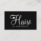 Friseur-QR-Code moderne Schrift weiß schwarz Visitenkarte (Vorderseite)