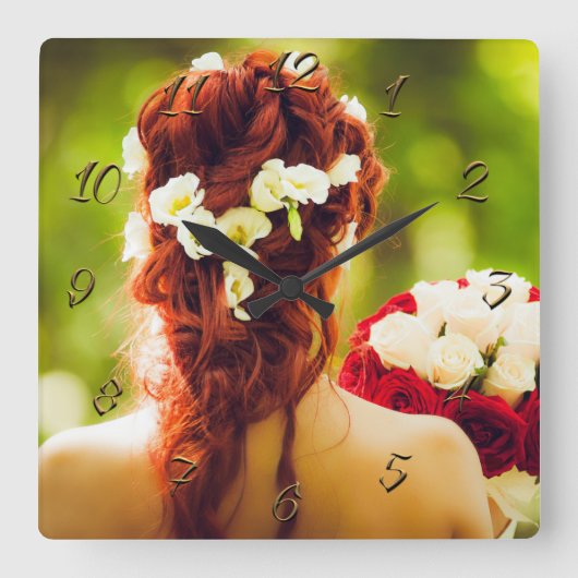 Friseur Quadratische Wanduhr (Vorderseite)