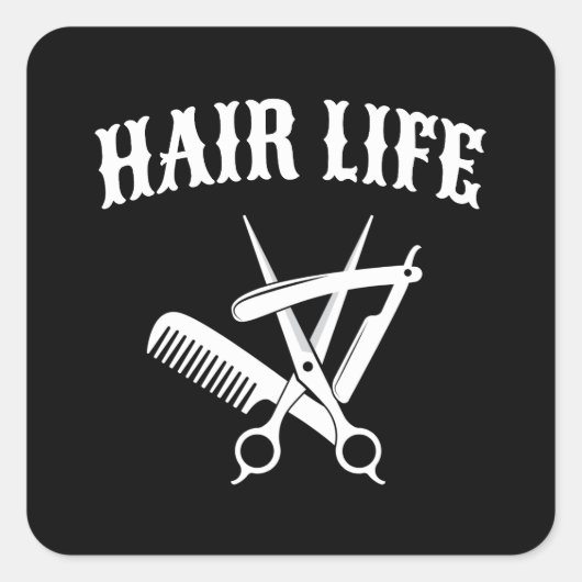 Friseur Quadratischer Aufkleber (Vorderseite)