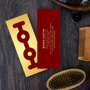 Friseur-Rasierklinge Faux-Gold und Burgund Mini Visitenkarte