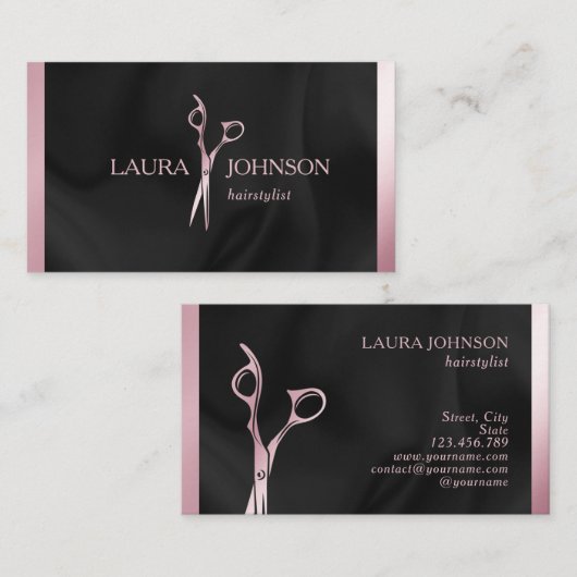 Friseur Rosa Glitzer Schere Schönheitssalon Visitenkarte (Vorne/Hinten)