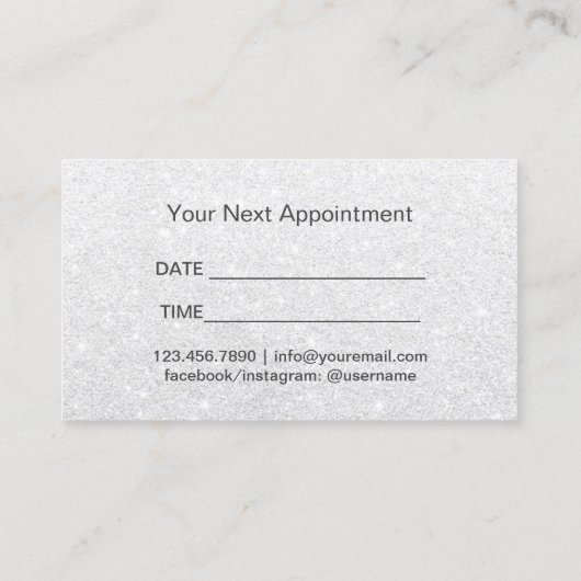 Friseur Rosa & Silberner Glitzer Ernennung Terminkarte (Rückseite)