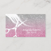 Friseur Rosa & Silberner Glitzer Ernennung Terminkarte (Vorderseite)