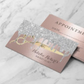 Friseur Rose Gold & Silber Tropfen Ernennung Terminkarte