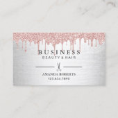 Friseur Rose Gold Tropfen Silber Ernennung Terminkarte (Vorderseite)