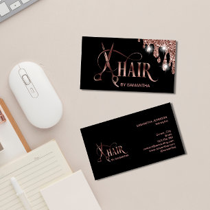 Friseur Rose-Gold-Typografie Haarschneideschere Visitenkarte