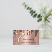 Friseur Rose Goldschere Tropfen Visitenkarte (Stehend Vorderseite)