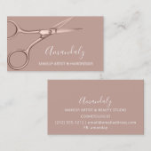 Friseur Rose Goldschere Visitenkarte (Vorne/Hinten)